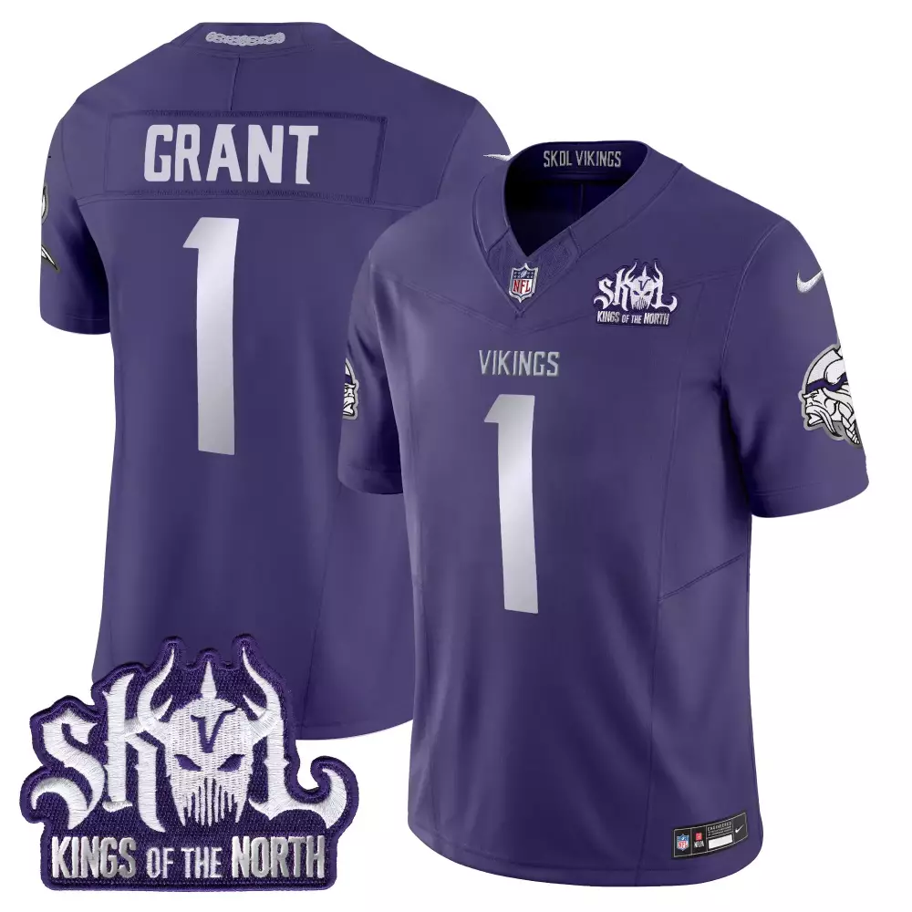 Bud Grant 1 Vikings Jersey Purple Skol Kings North Men Standard Silver Vapor Limited