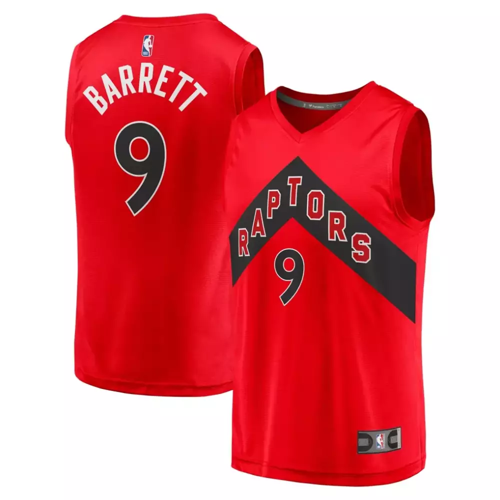 Rj Barrett 9 Raptors Jersey Red Men Split Design Black White Icon