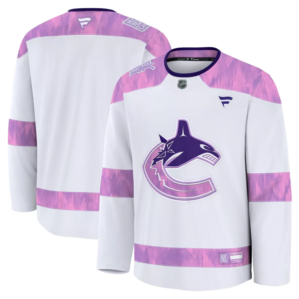 Fights Cancer Vancouver Canucks Jersey White Hockey Men Alternate Purple Pink