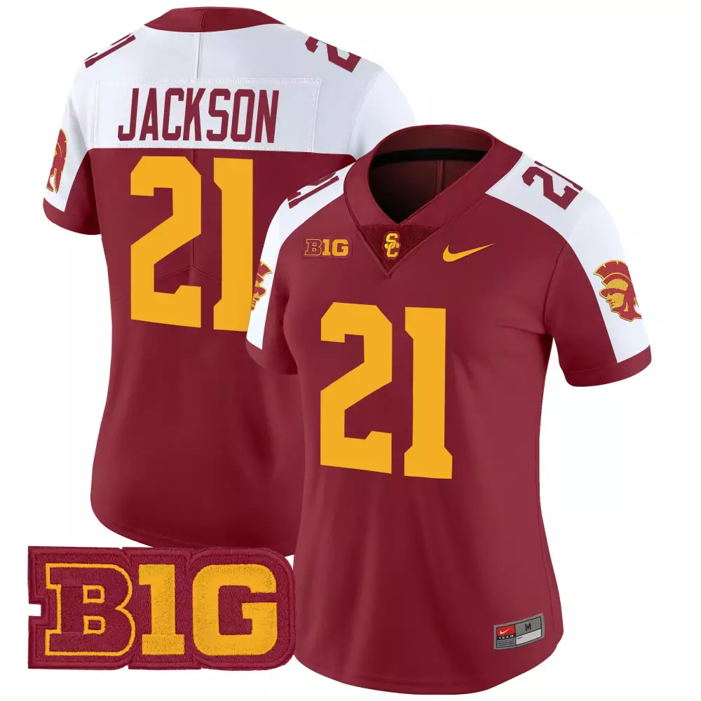 Jackson Trojans 21 Usc Jersey Cardinal Red Big Men White Gold Vapor Limited All Stitched