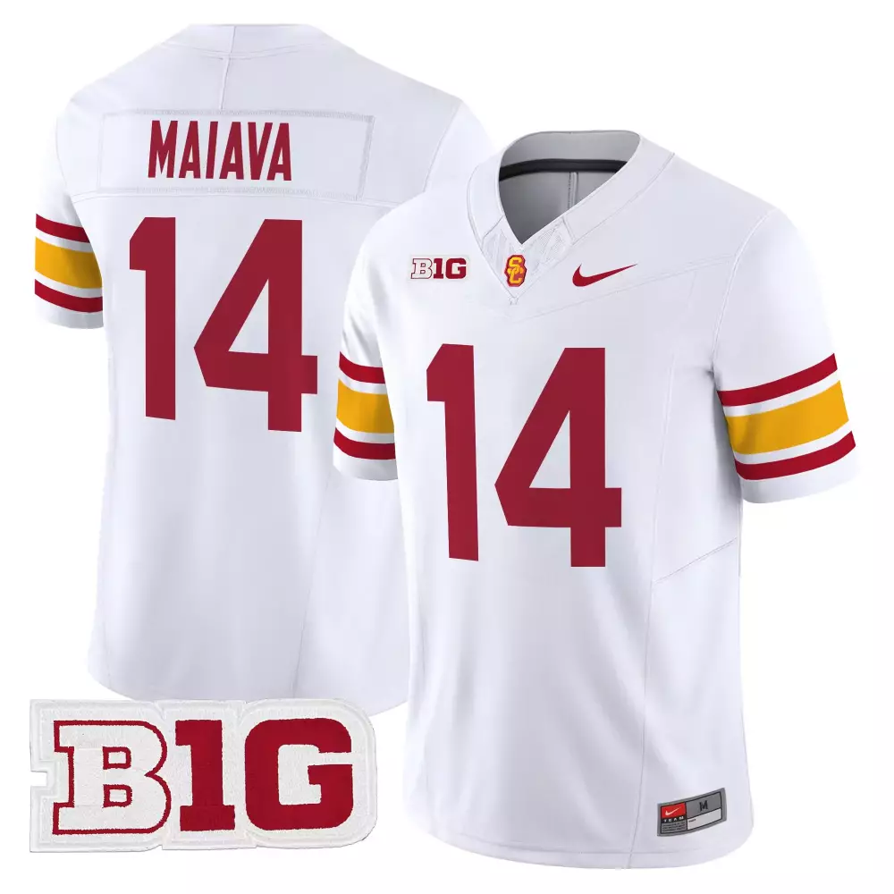 Maiava Trojans 14 Usc Jersey White Big Men Cardinal Red Gold Vapor Limited All Stitched