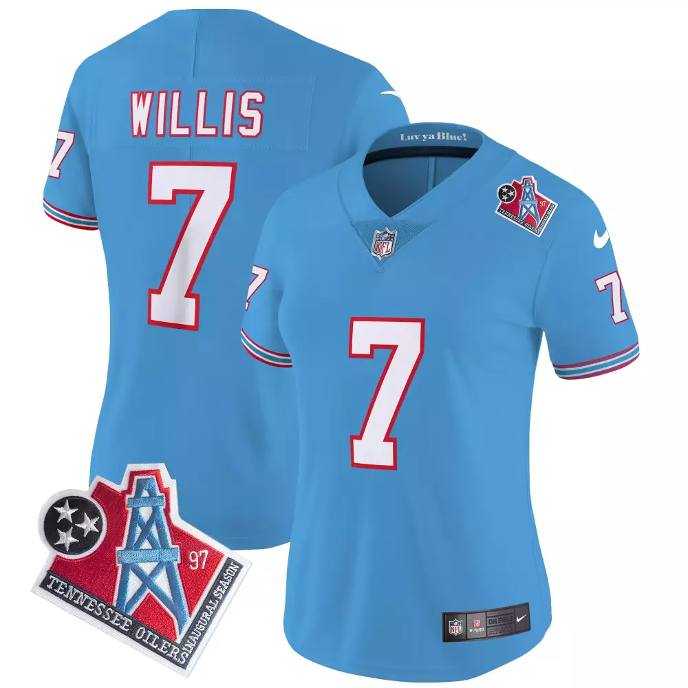Malik Willis 7 Tennessee Oilers Jersey Light Blue Inaugural Season Luv Ya Blue! Men