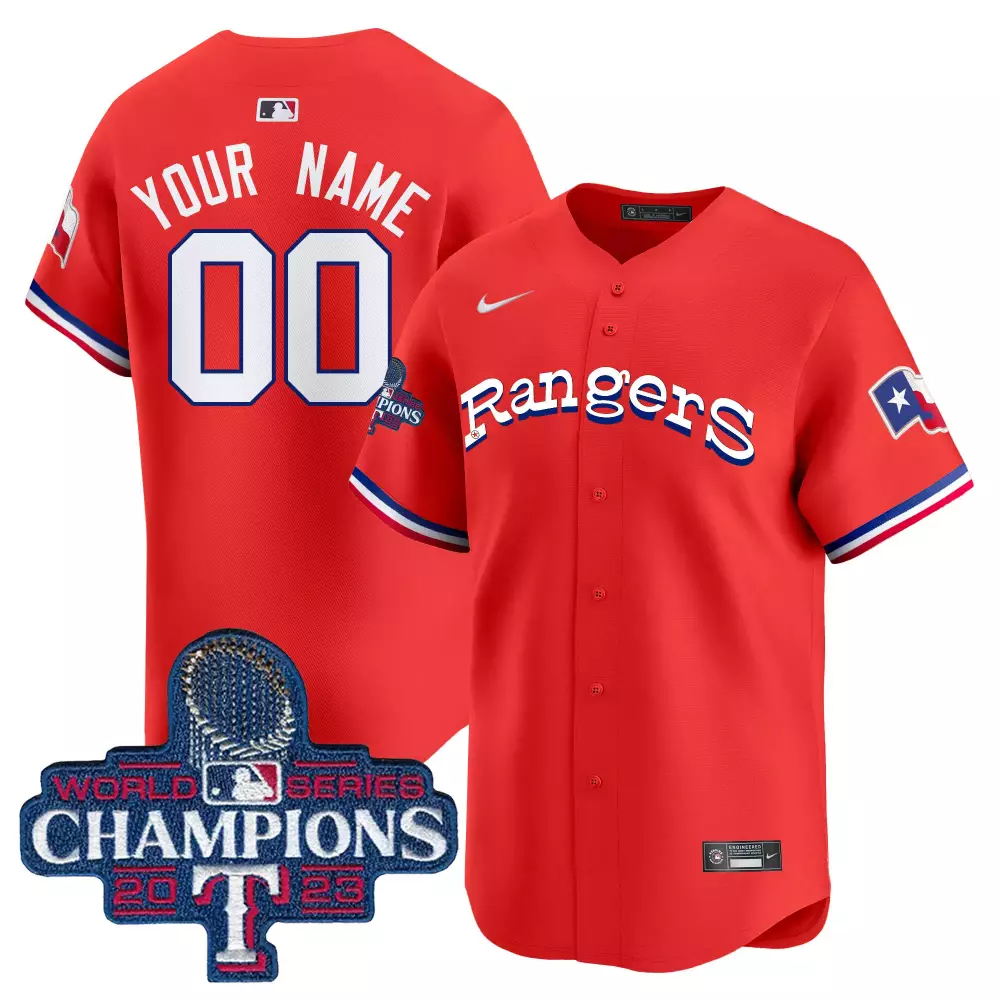 Custom Rangers Jersey Red World Series Champions 2023 Men White Blue Throwback Vapor