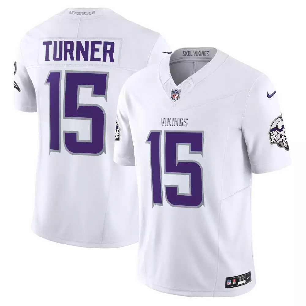 Turner Warrior 15 Vikings Jersey White Men Uniform Alternate Purple Limited Vapor