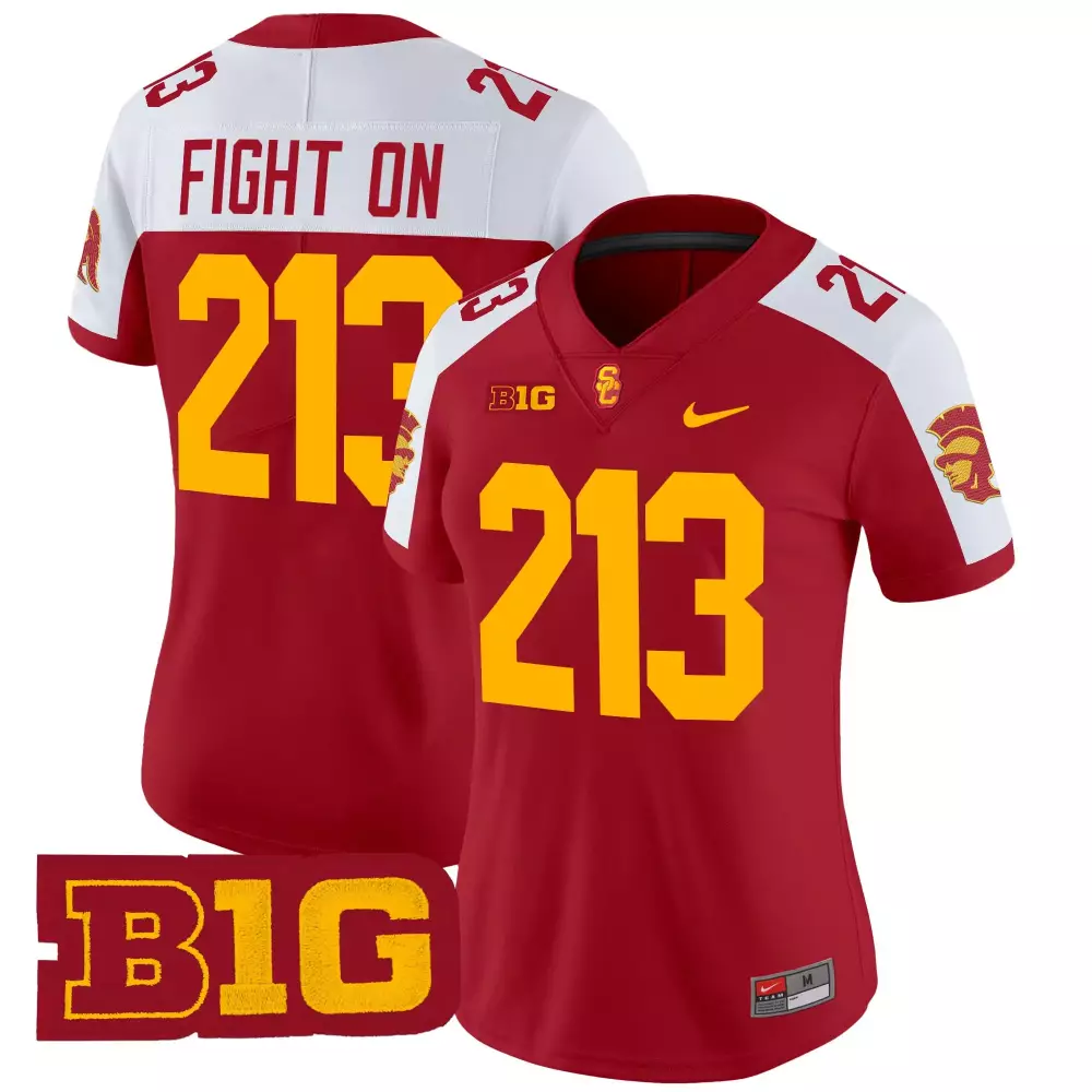 Custom Usc Trojans Jersey Cardinal Red Big Men White Gold Stitched Limited