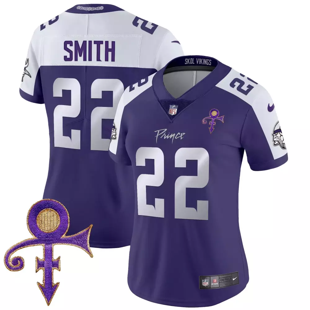 Harrison Smith 22 Jersey Purple Prince Tribute Minnesota Vikings Women White Silver