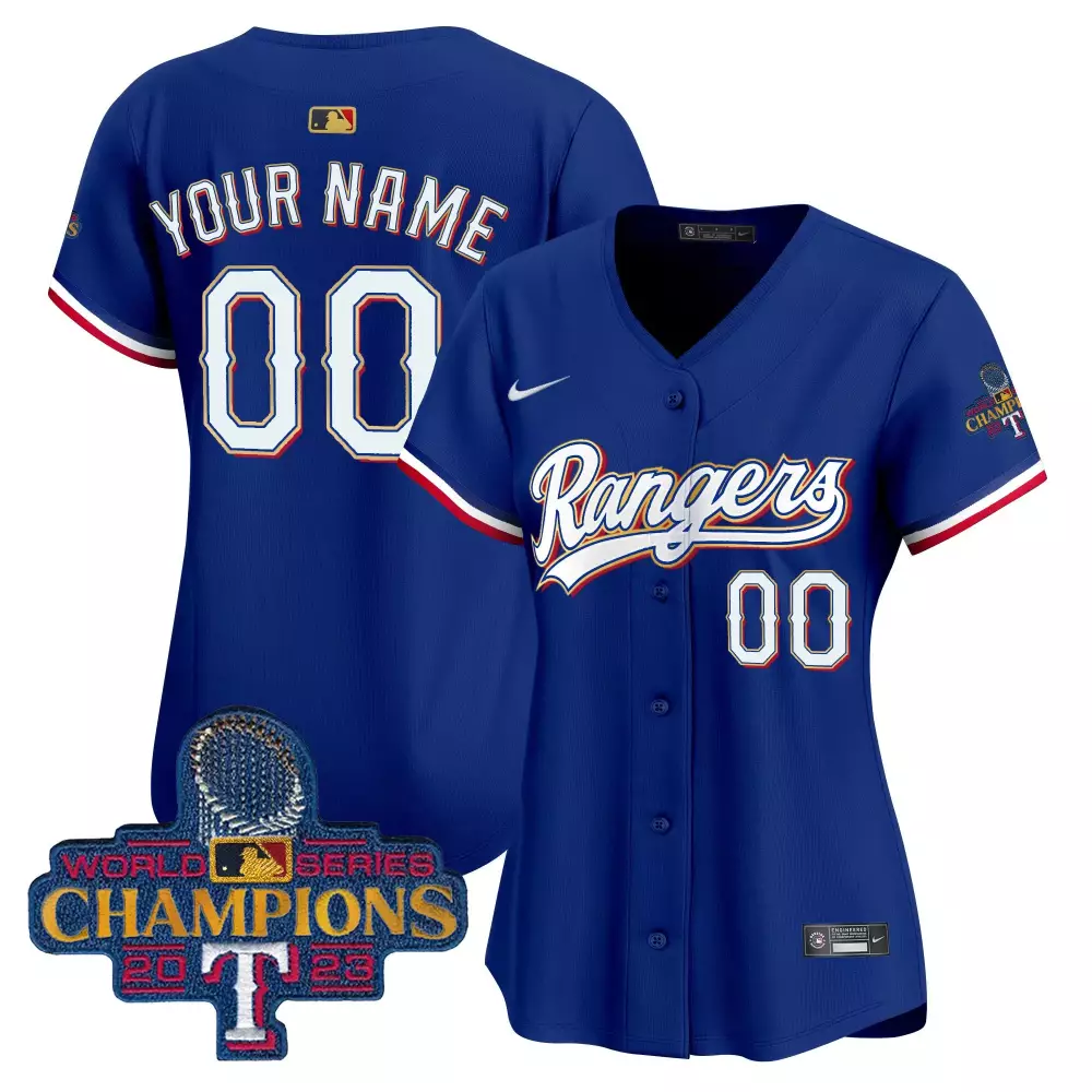 Custom Rangers Jersey Blue World Series Champions 2023 Men White Red Vapor Premier