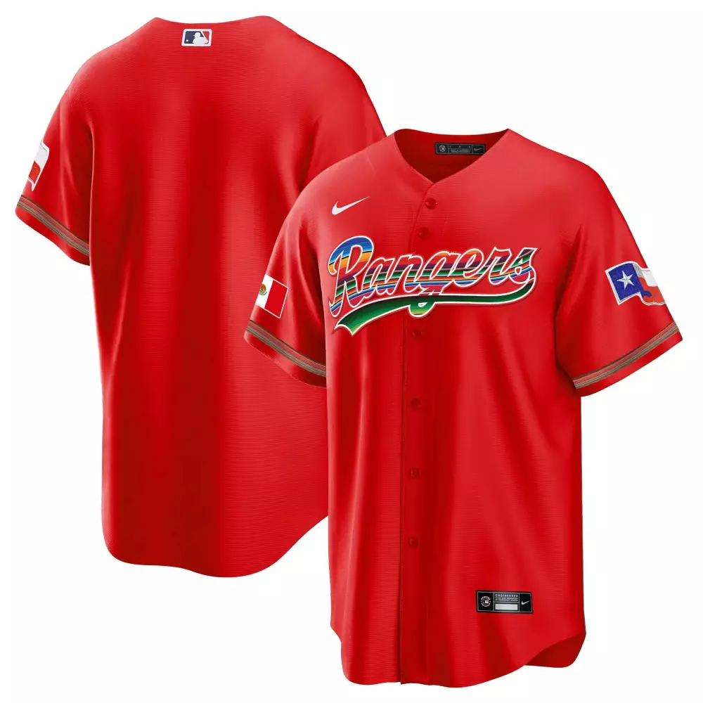 Mexican Heritage Texas Rangers Jersey Red City Connect Mexico Flag 2023 Men Alternate