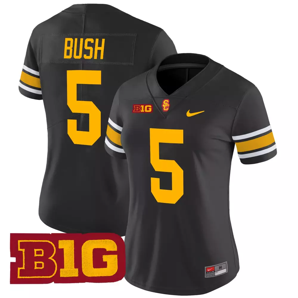 Bush Trojans 5 Usc Jersey Black Big Ten Women Yellow White Vapor Limited Embroidered