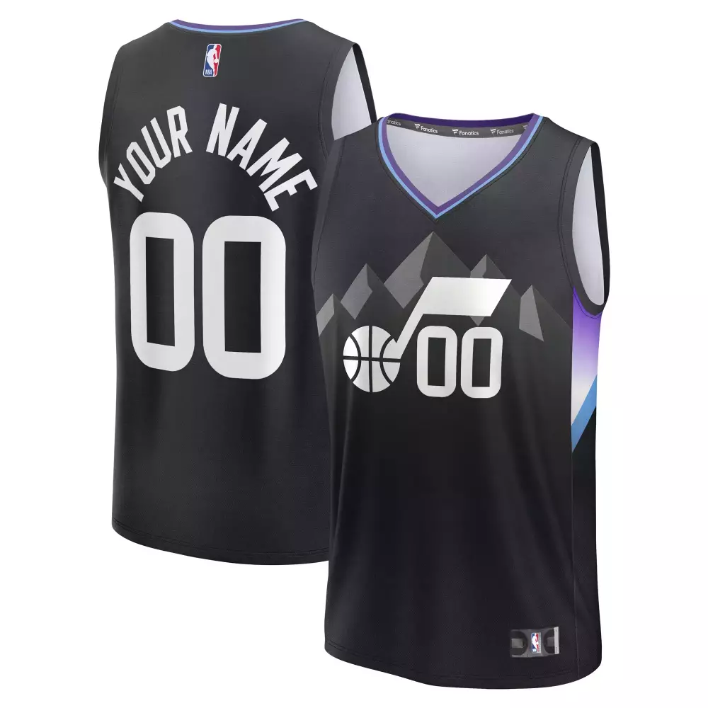 Custom Utah Jazz Jersey Black Men Alternate Split Design White Purple Light Blue