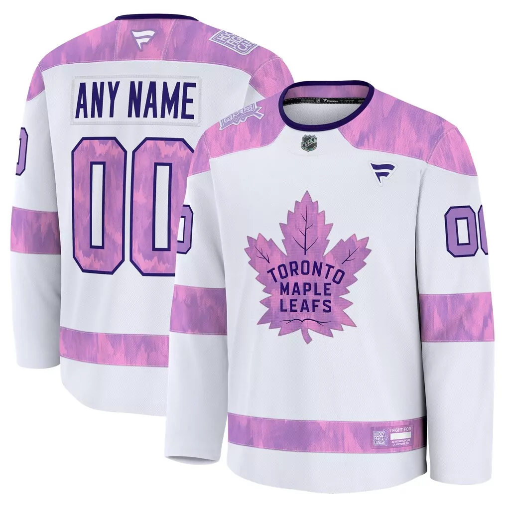 Toronto Maple Leafs Jersey White Fight Men Alternate Split Design Purple Pink Custom