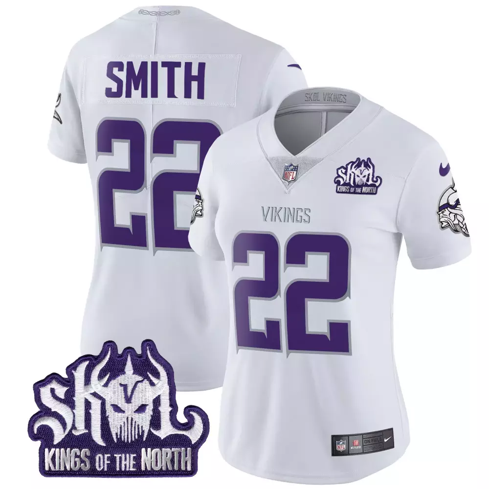 Harrison Smith 22 Vikings Jersey White Skol Kings Of The North Women Purple Throwback
