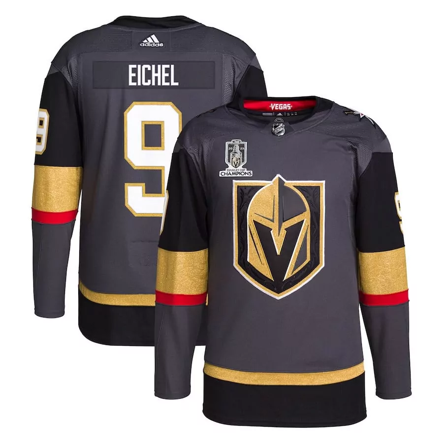 Jack Eichel 9 Jersey Gray Vegas Golden Knights 2023 Stanley Cup Champions Men Black