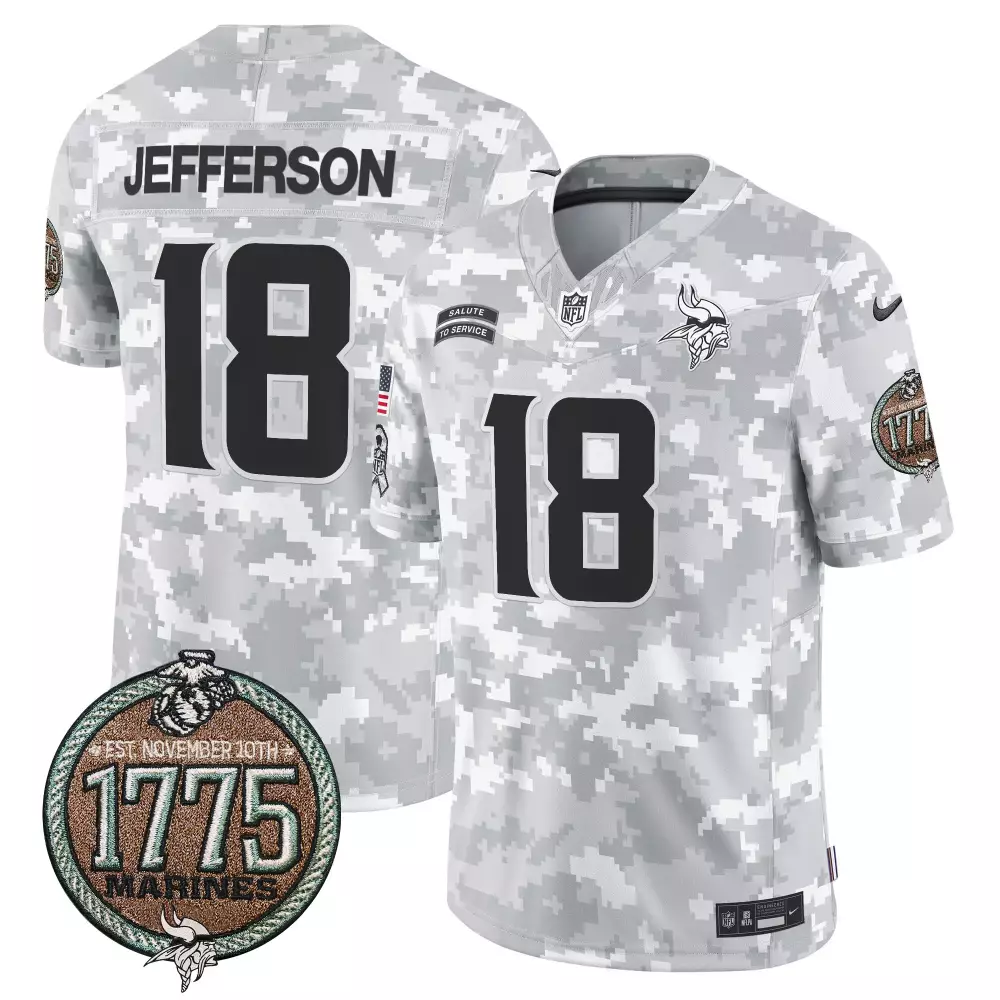 Justin Jefferson 18 Jersey White Salute To Service Minnesota Vikings Usmc 1775 Men