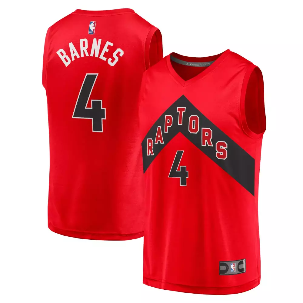 Scottie Barnes 4 Raptors Jersey Red Men Sublimated Split Design Black White All Stitched