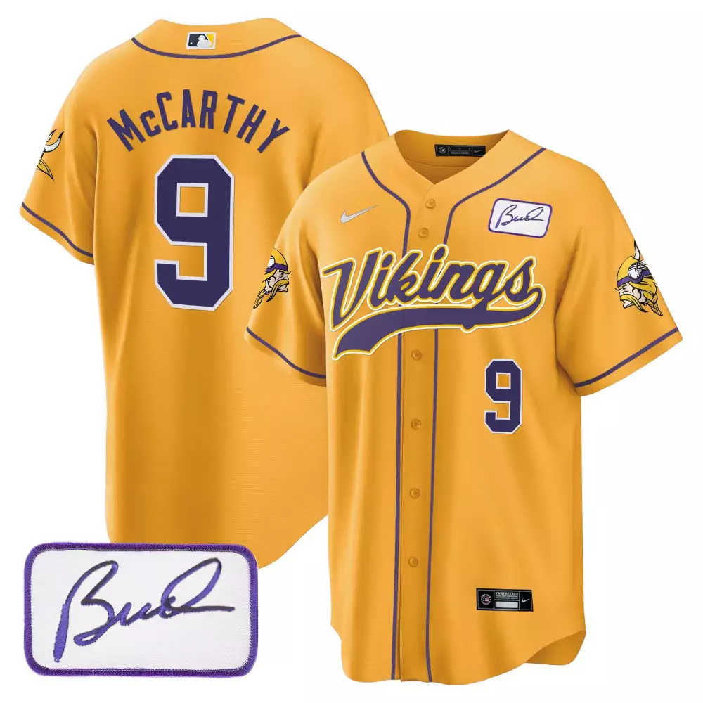 Mccarthy 9 Vikings Jersey Yellow Player Edition Bud Signature Men Purple Classic