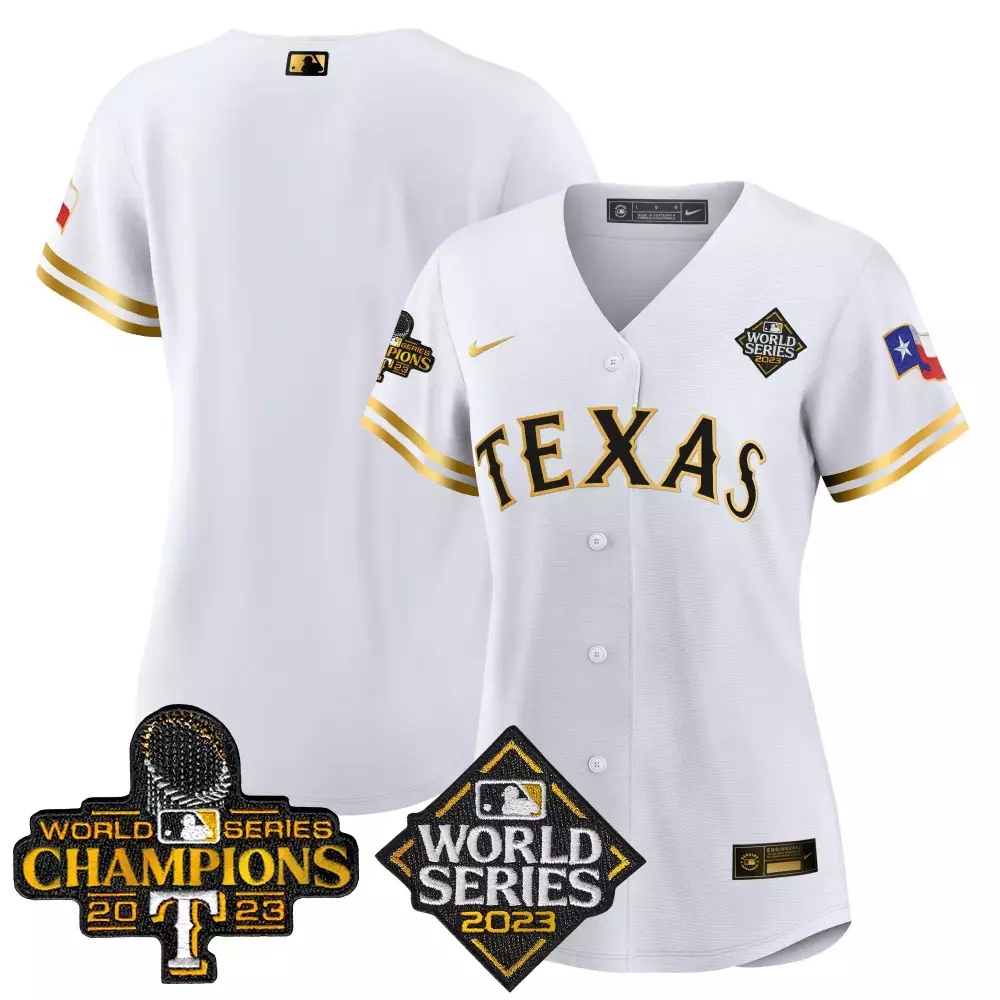 Baseball Texas Rangers Jersey White 2023 World Series Champions Men Gold Black Blue