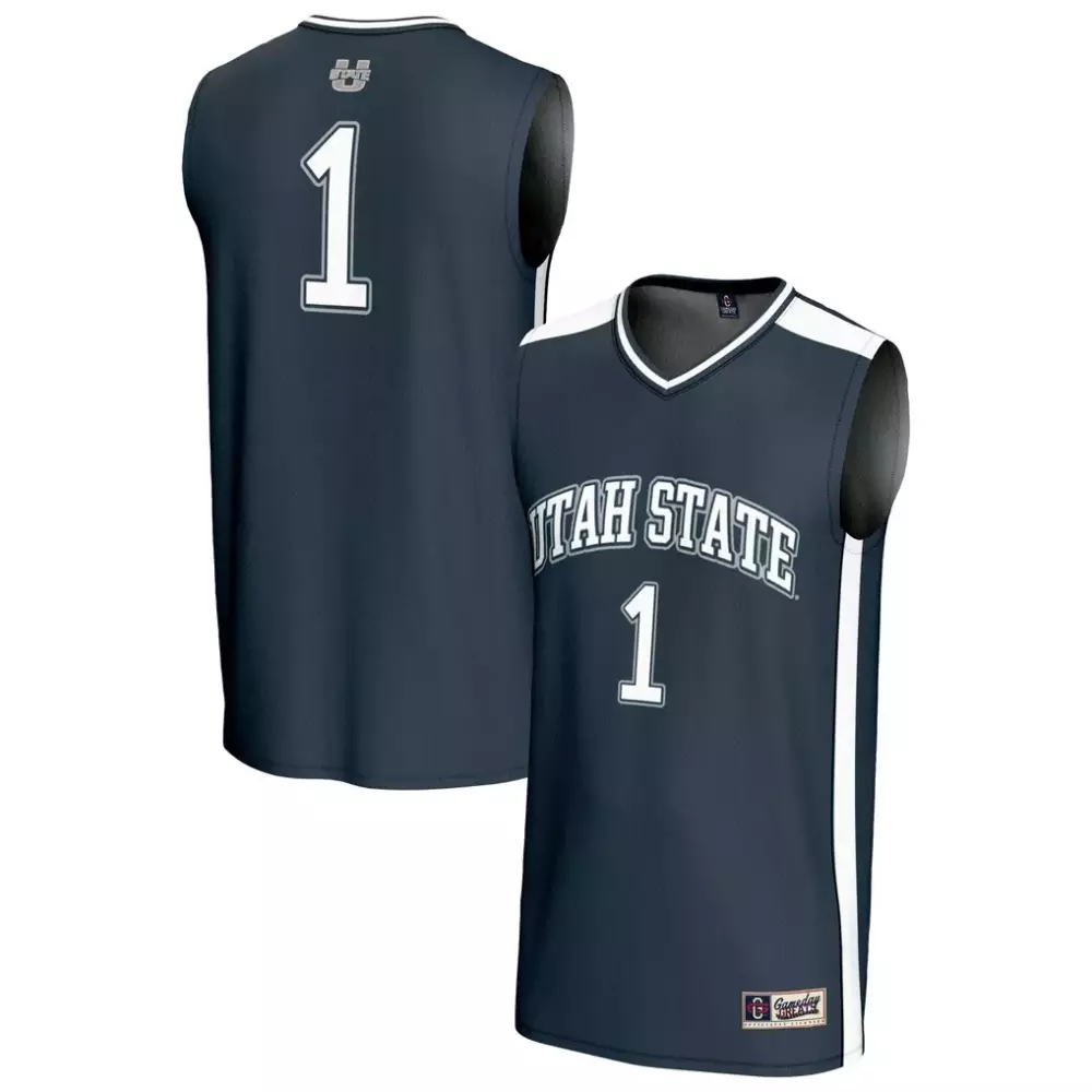 Utah State 1 Jersey Navy Men White Gameday Unisex Fashion
