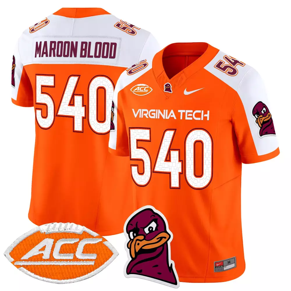 Blood Hokies Virginia Tech Jersey Orange Men White Maroon Vapor Limited