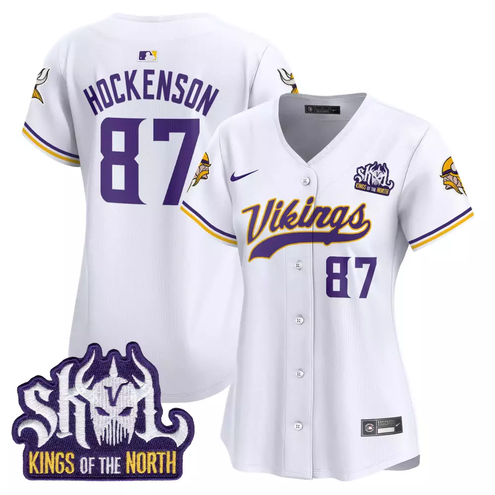 T.j. Hockenson 87 Vikings Jersey White Skol Kings North Men Purple Yellow Vapor Premier