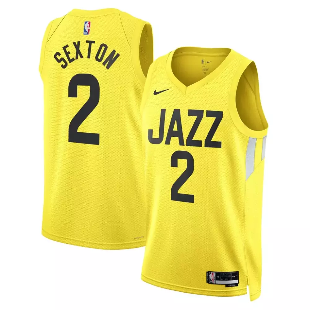 Collin Sexton 2 Jazz Jersey Yellow Men NBA Black Silver Unisex Swingman Icon