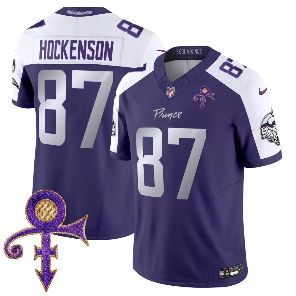 T.j. Hockenson 87 Jersey Purple Prince Tribute Minnesota Vikings Symbol Men NFL White