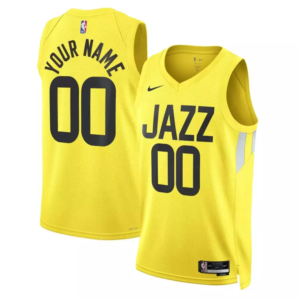 Custom Jazz Jersey Yellow Men Black Gray Unisex Swingman Icon