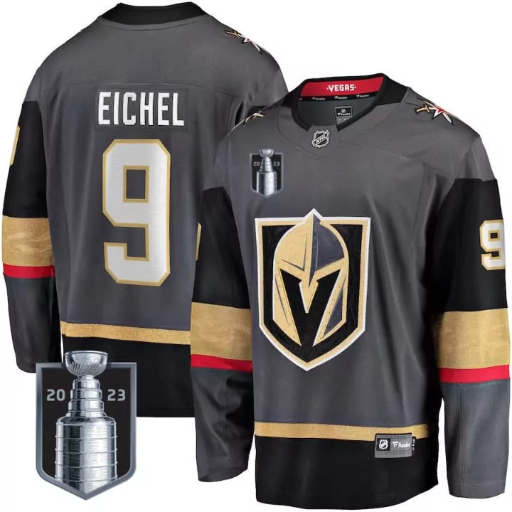 Jack Eichel 9 Jersey Gray Vegas Golden Knights 2023 Stanley Cup Champions Men Authentic