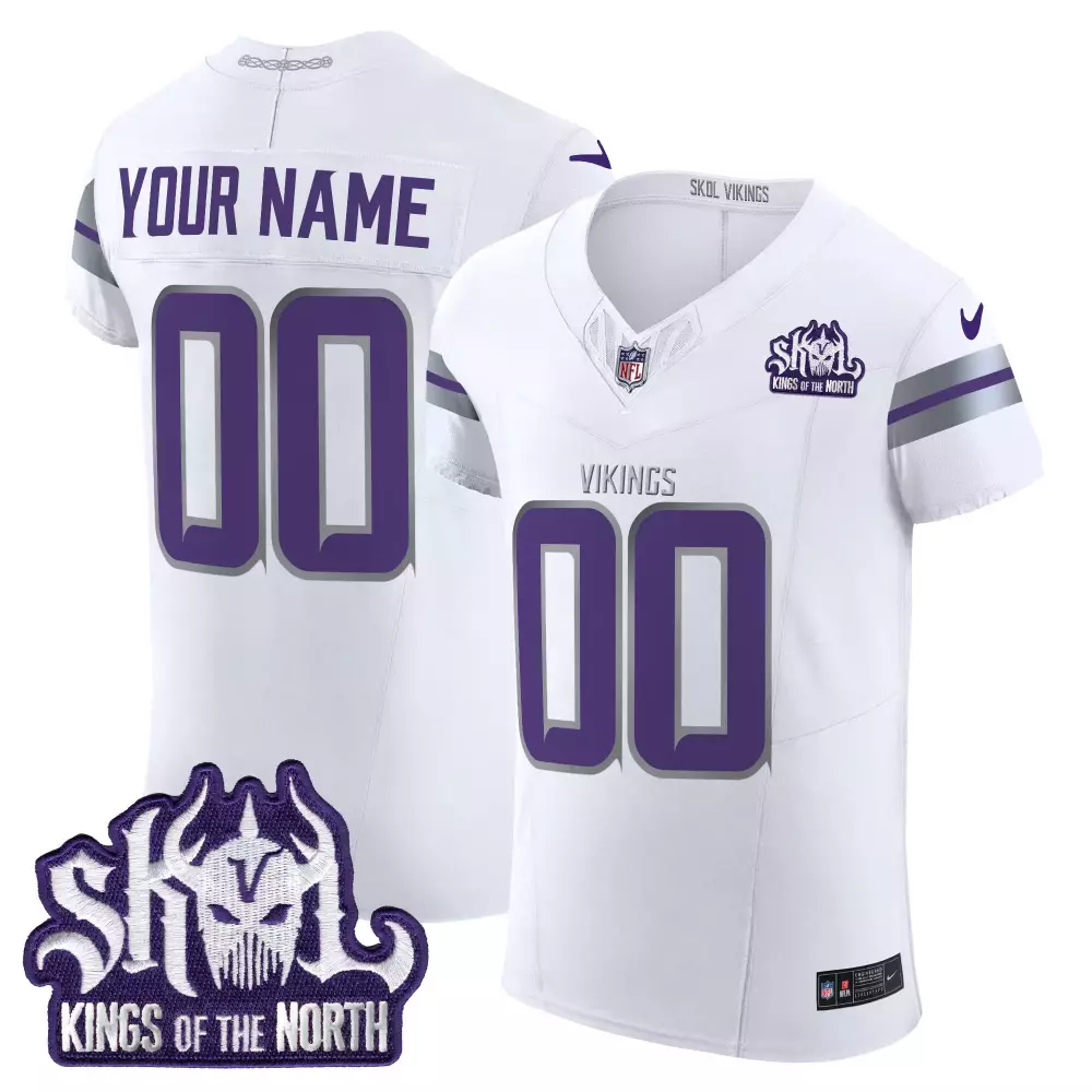 Custom Vikings Jersey White Skol Kings North Men Alternate Purple Silver Vapor Elite