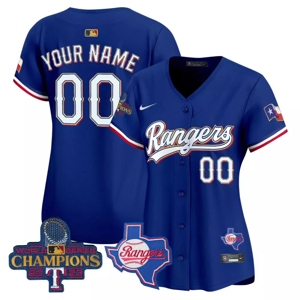 Custom Rangers Jersey Royal Blue World Series Champions 2023 Texas Men White Red