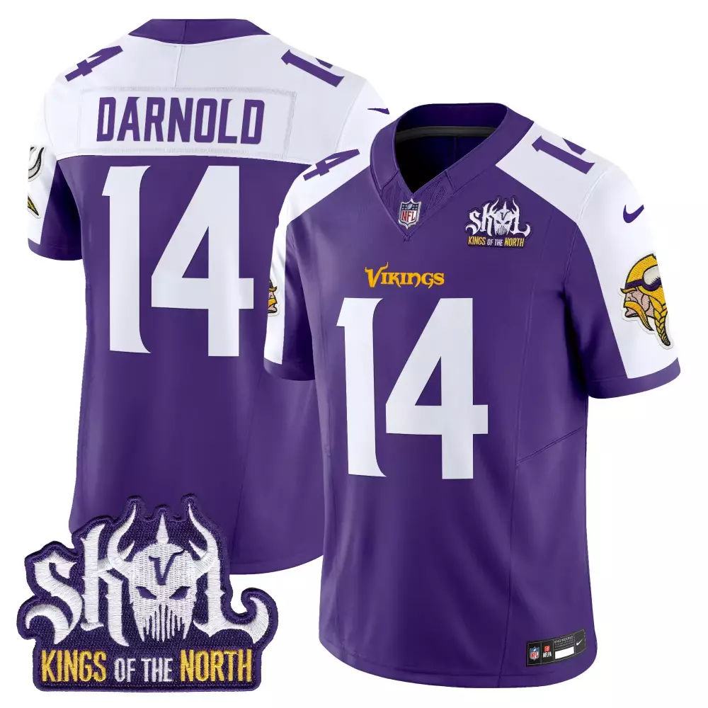 Sam Darnold 14 Vikings Jersey Purple Skol Kings North Men Game White Alternate Vapor