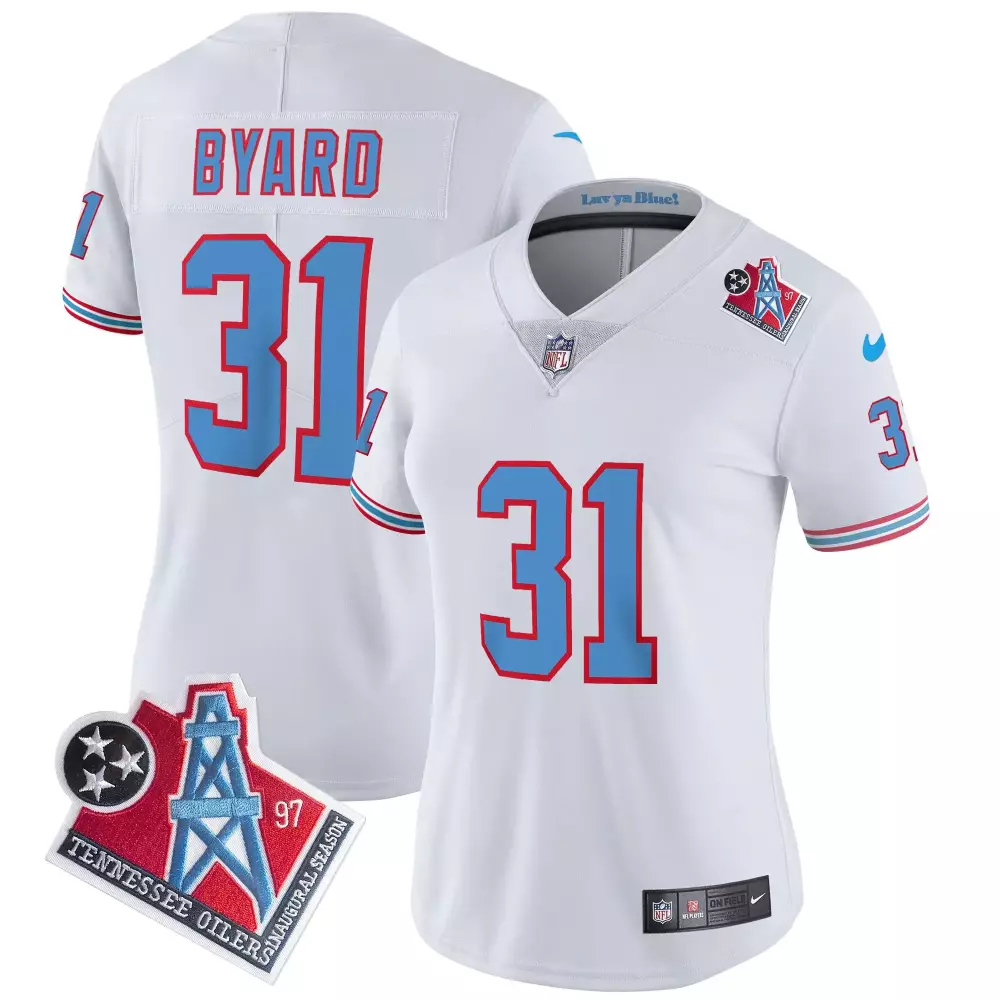 Kevin Byard 31 Tennessee Titans Jersey White Houston Oilers Throwback Women NFL Alternate