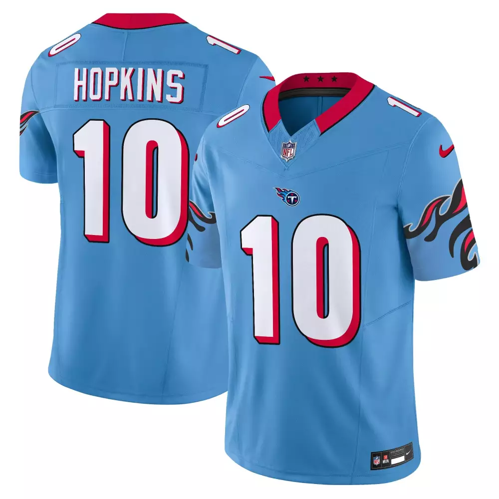 Deandre Hopkins 10 Titans Jersey Light Blue Men NFL Alternate Red White Black Vapor
