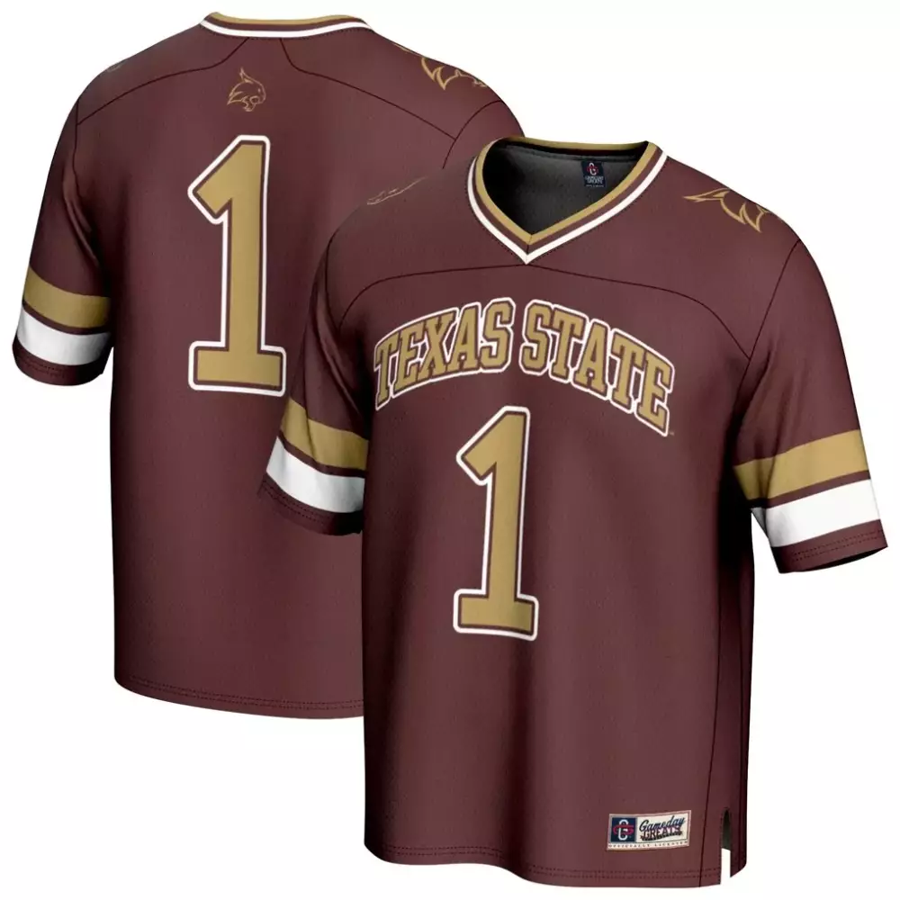 Custom Texas State 1 Jersey Maroon Gold White Gameday Fashion