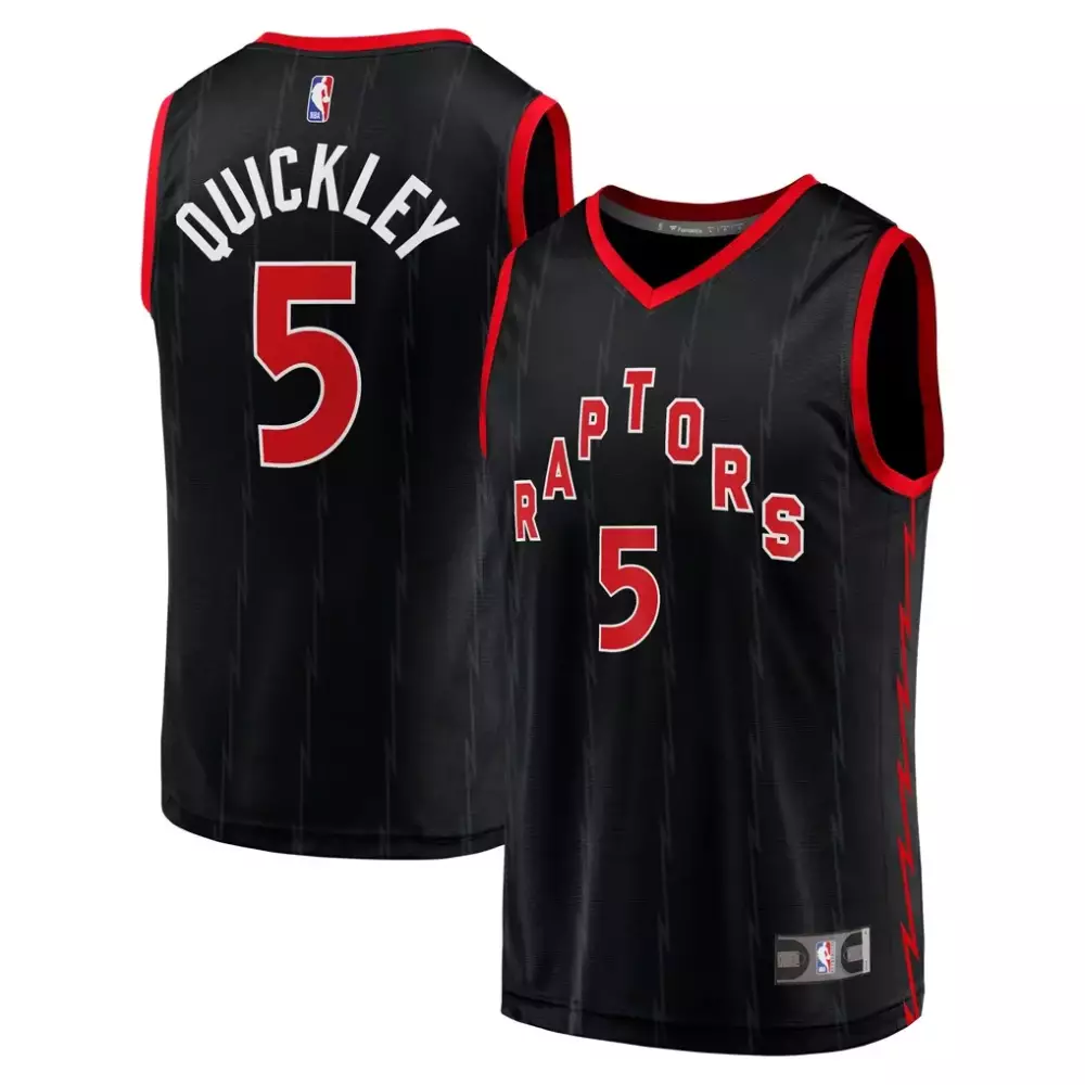 Immanuel Quickley 5 Raptors Jersey Black Men NBA Red