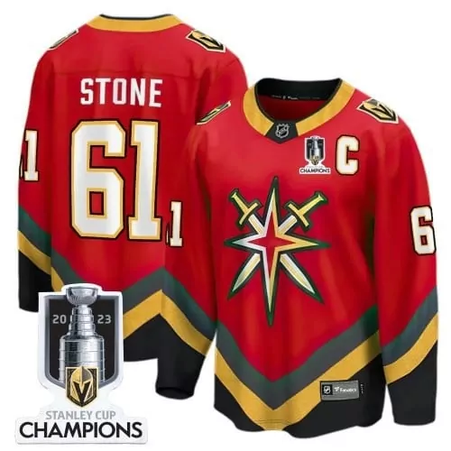 Mark Stone 61 Jersey Red 2023 Stanley Cup Champions Vegas Golden Knights Men Authentic