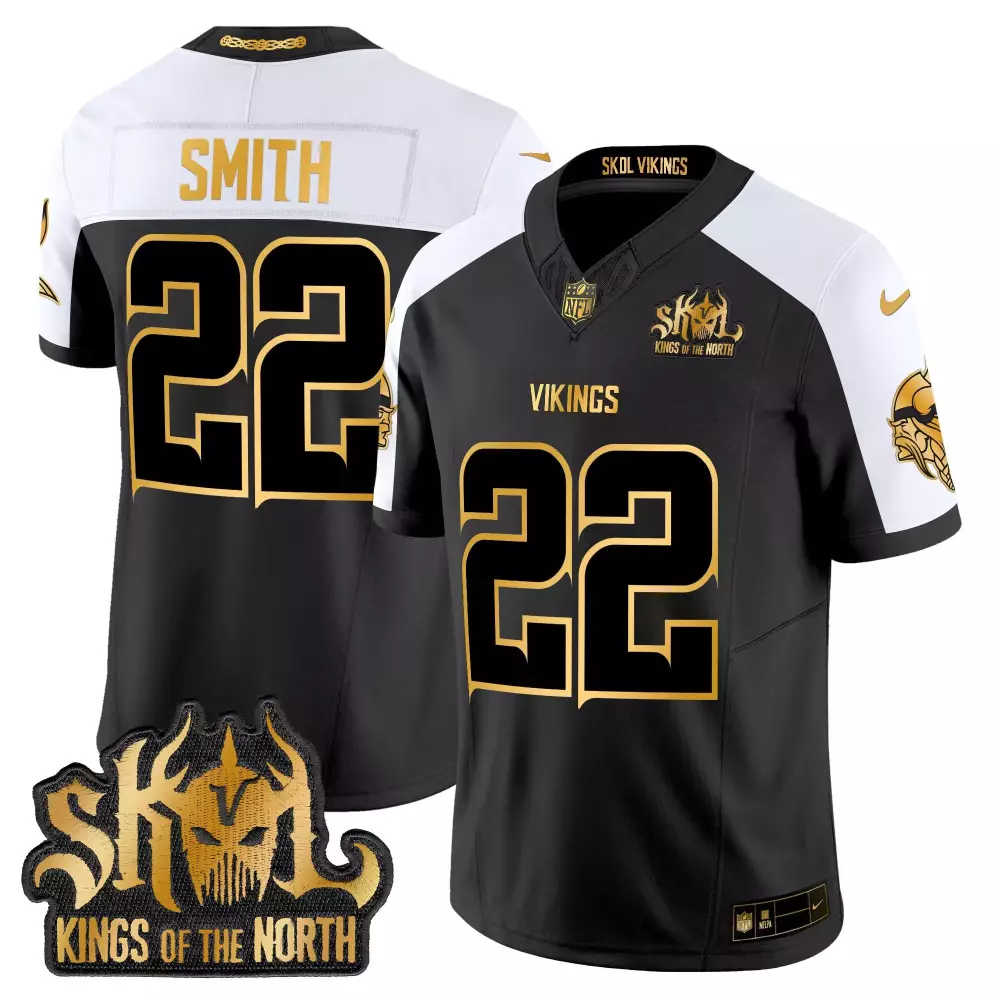 Harrison Smith 22 Vikings Jersey Black Skol Kings North Men White Gold Alternate