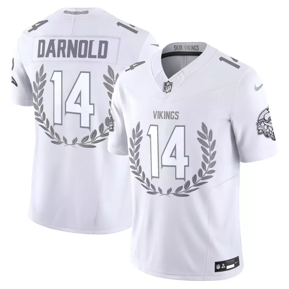 Sam Darnold 14 Vikings Jersey White Men Standard Silver Vapor Limited All Stitched