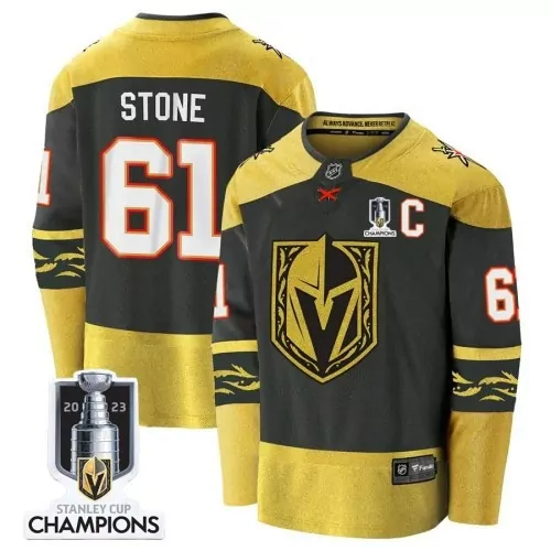 Mark Stone 61 Jersey Black Vegas Golden Knights 2023 Stanley Cup Champions Men Gold