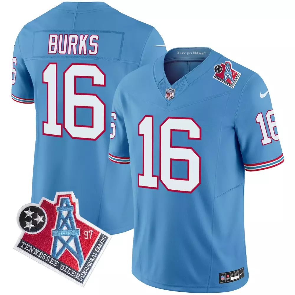 Burks 16 Tennessee Titans Jersey Light Blue Men Red White Throwback Limited Vapor