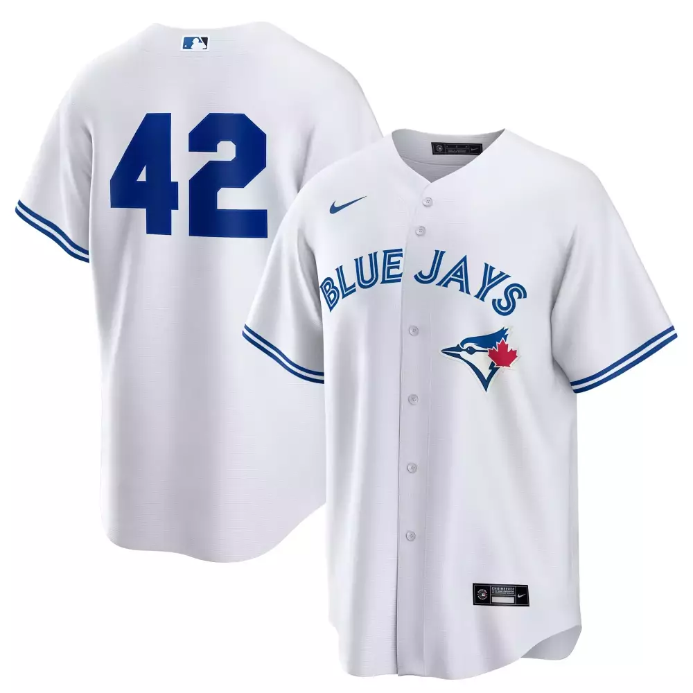 Custom Blue Jays 42 Jersey White All Stitched Vapor Authentic