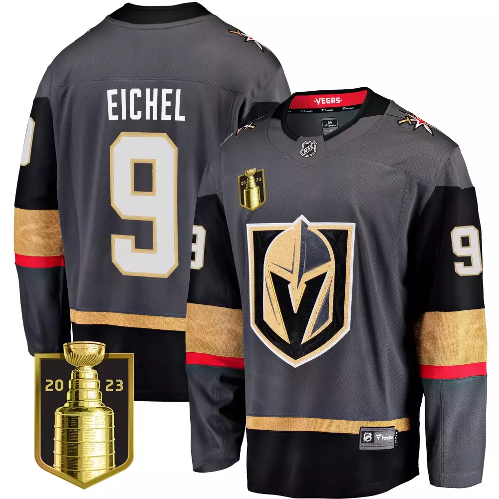 Jack Eichel 9 Jersey Gray 2023 Stanley Cup Champions Vegas Golden Knights Men Black