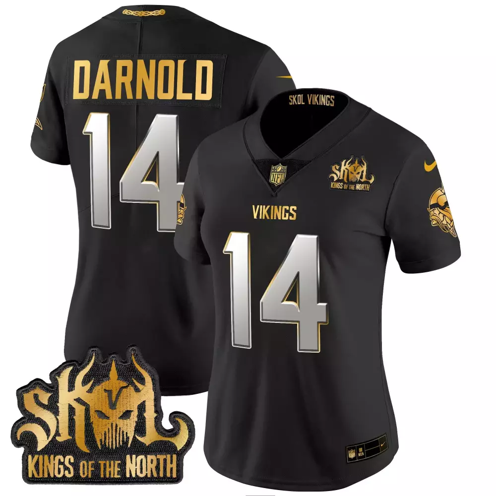 Sam Darnold 14 Vikings Jersey Black Skol Kings Of The North Women Gold Silver Limited