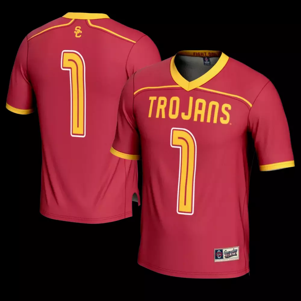 Trojans 1 Usc Jersey Cardinal Red Yellow Gameday Fashion