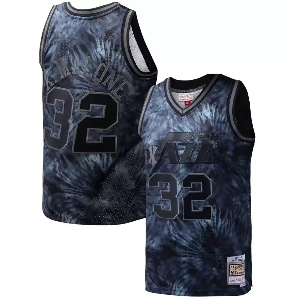 Karl Malone 32 Utah Jazz Jersey Black Tie-dye Mitchell Ness Classic Men Alternate