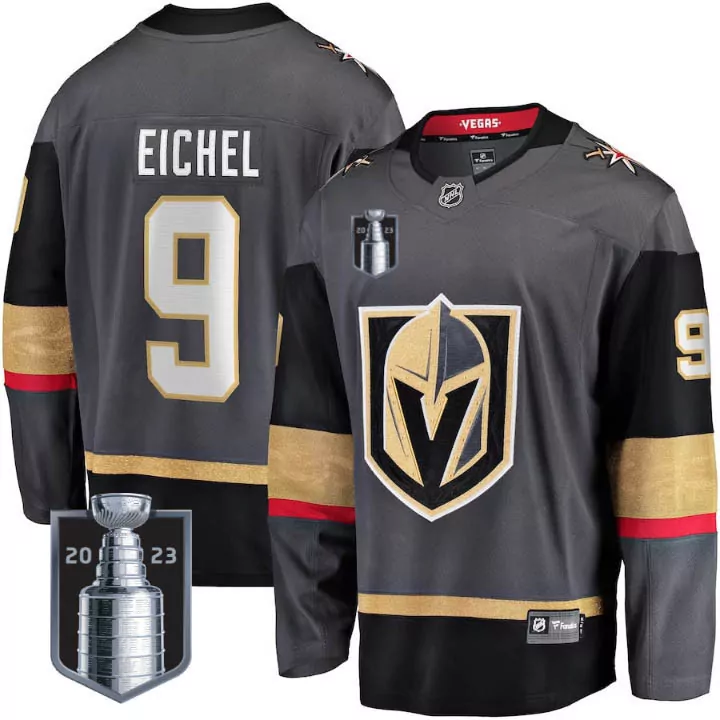Jack Eichel 9 Jersey Gray Vegas Golden Knights 2023 Stanley Cup Champions Men NHL