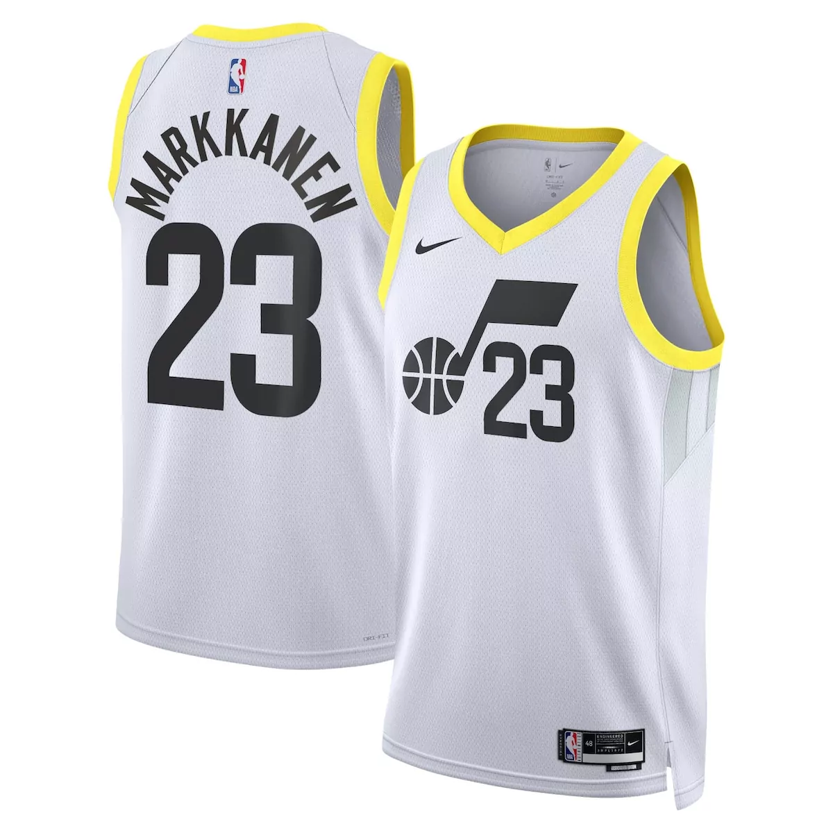 Lauri Markkanen 23 Utah Jazz Jersey White Men Yellow Black Unisex