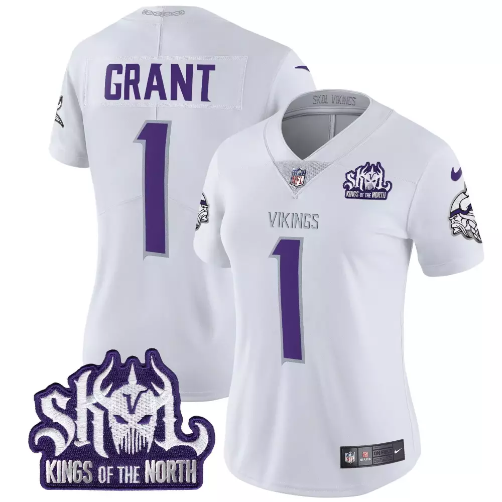 Bud Grant 1 Vikings Jersey White Skol Kings Of The North Women N/a Alternate Purple