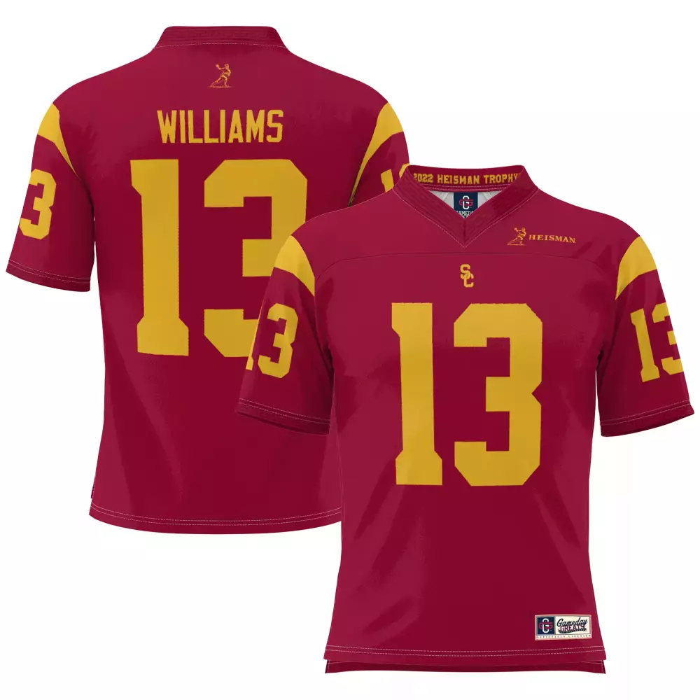 Williams Trojans 13 Usc Jersey Cardinal Red 2022 Heisman Trophy Men Gold All Stitched