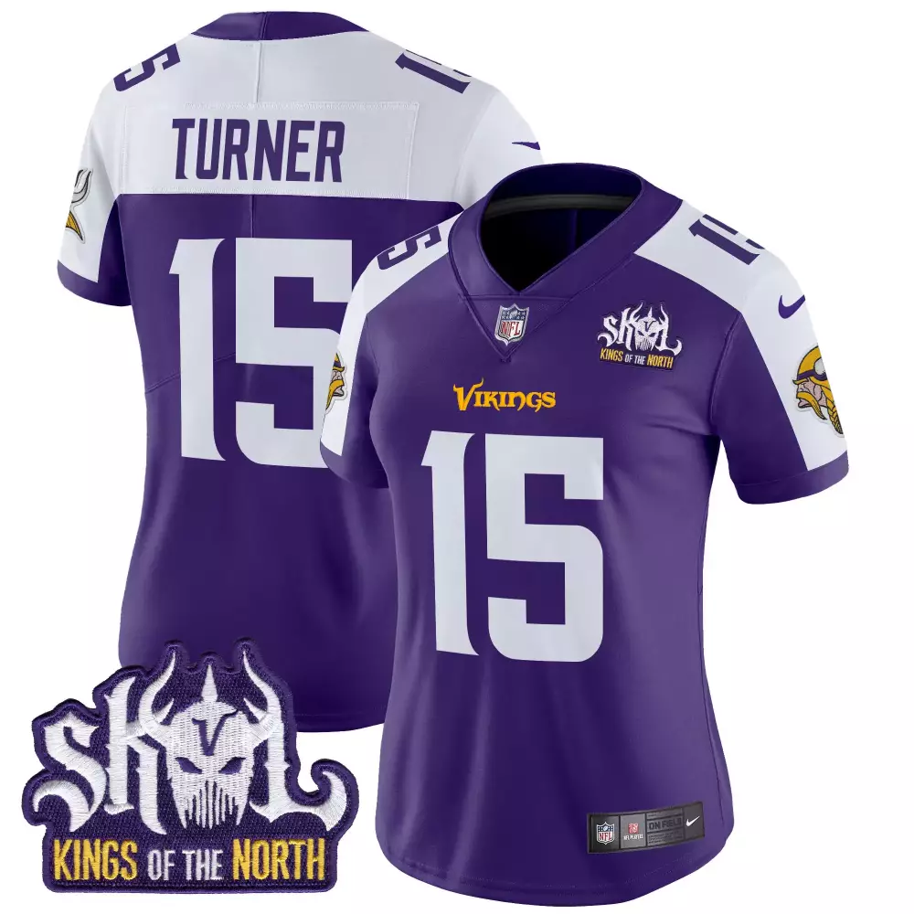 Turner 15 Vikings Jersey Purple Skol Kings North Women White Alternate Vapor Limited